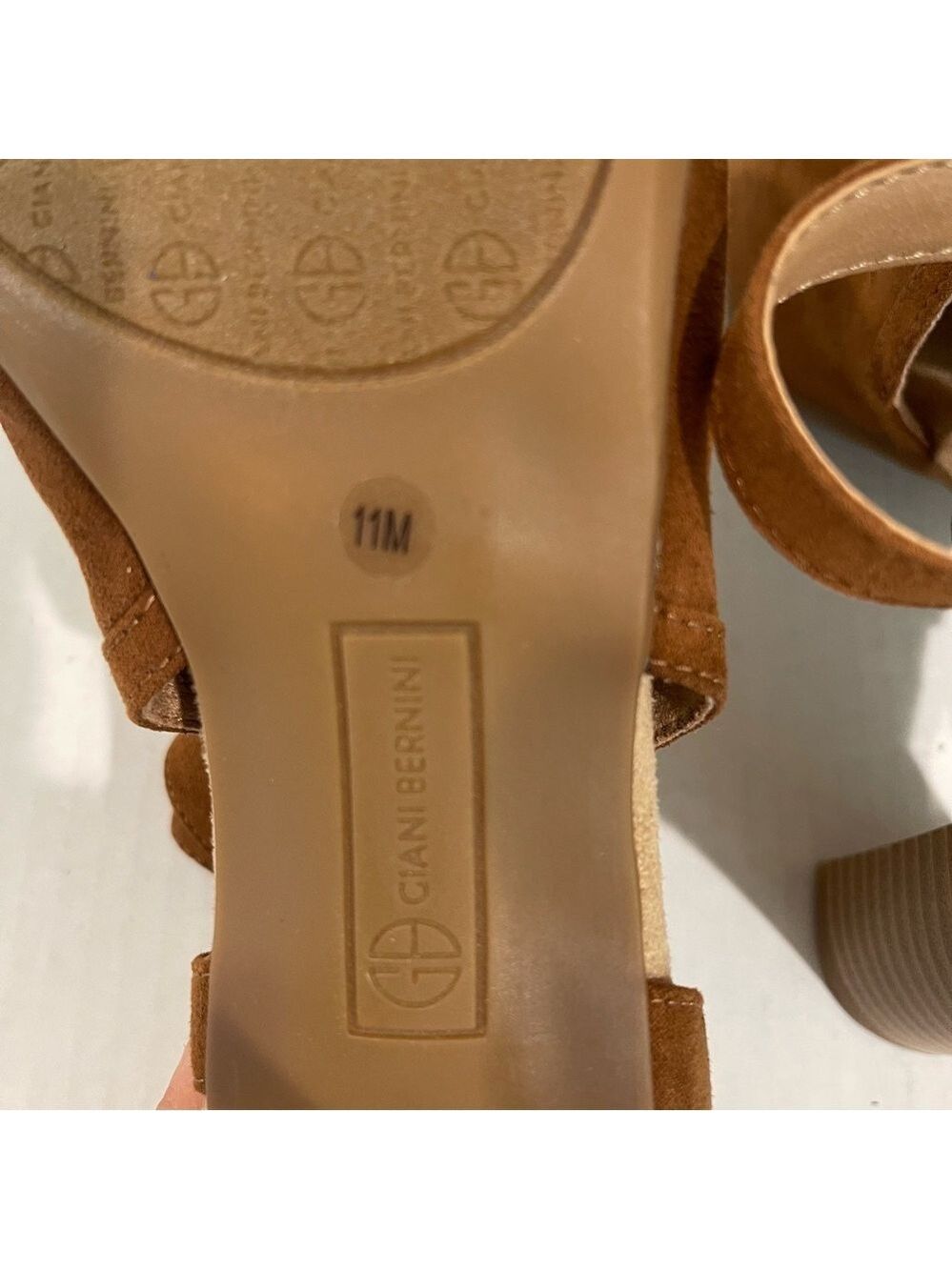 Women’s Giani Bernini Alessio Brown Peep Toe Block Heel Buckle Booties Size 11! - Picture 8 of 9